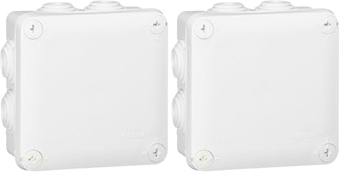 Legrand 094520 Boîte de Dérivation Carrée, Fermeture par 1/4 de Tour, 100mm x 100mm, Blanc (Lot de 2)