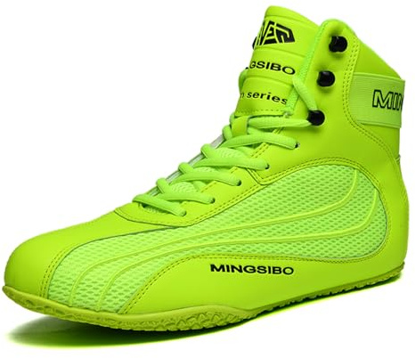 Scarpe da boxe da uomo scarpe da wrestling per giovani Muay Thai Kickboxing Sparring Boxers Trainers scarpe da arti marziali traspiranti stivali da boxe bodybuilding, Grün70, 44 EU