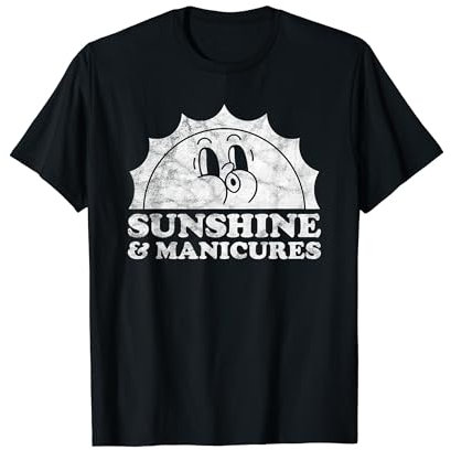 Sunshine and Manicures Retro Vintage Sun Nagelpflege T-Shirt