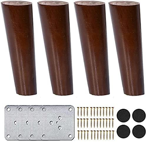 4 Stück Möbelbeine aus Holz, 5 cm – 60 cm, perfekte konische Möbelfüße aus Massivholz im Mid-Century-Stil, Sofabeine, für Couch, Ottomane, TV-Ständer, Sessel, Schrank, Couch, Ersatzbeine (B 15 cm)
