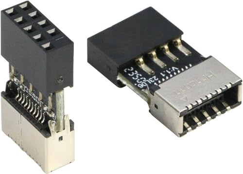 RIITOP USB 2.0 auf USB 3.2 Gen 1 Header Erweiterungsadapter [2Stück] für Mainboard mit Typ E Key-A Buchse Front Panel Buchse zu 9 Pin Header Interner Konvertierungsadapter