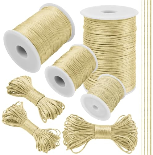LEREATI Beige Nylon Cord 0.8mm x 55 Yards Satin Cord Silk Bracelet String Macrame Necklace Cord, Nylon String for Jewelry Making, Beading, Chinese Knot, Wind Chime