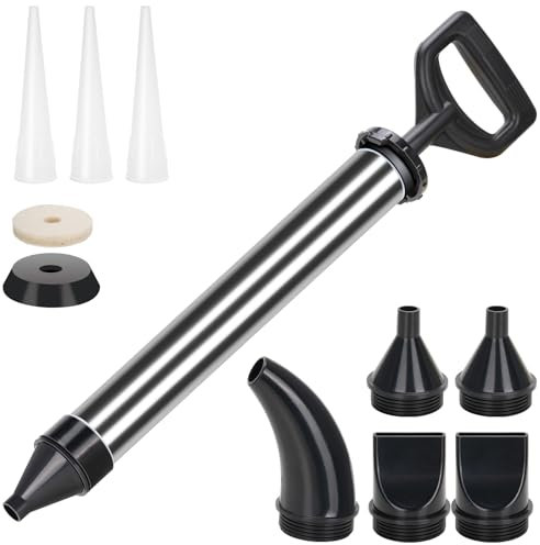 Woonyee Pistolet Silicone, Pistolet à Cartouche, Pistolet Mastic, Acier Inoxydable, 5 Buses, Élargies, Plus Épaisses, Forte Aspiration, Bonne Étanchéité (68 x 6cm)
