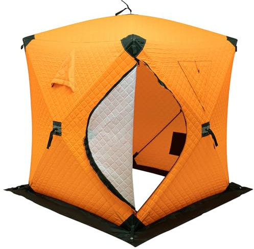 MEHOOSPVN Tragbares Zelt zum Eisfischen, 1-2 Personen Eisangeln Zelt, Ice Fish Shelter, Eisschutz Angelzelt, Schirmzelt Angel-Zelt, Outdoor Camping Zelt für Nachtfischen Winterfischen, Orange