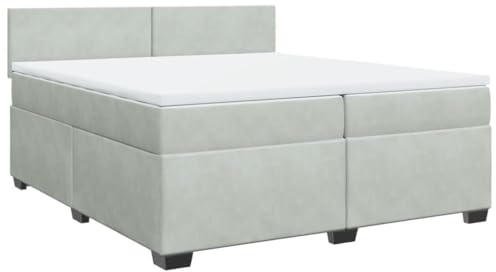vidaXL Ramsäng med madrass ljusgrå 200x200 cm sammet