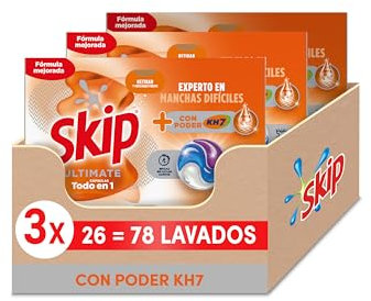 Skip Ultimate Detergente en Cápsulas para la ropa Poder KH7, 3 x 26 lavados