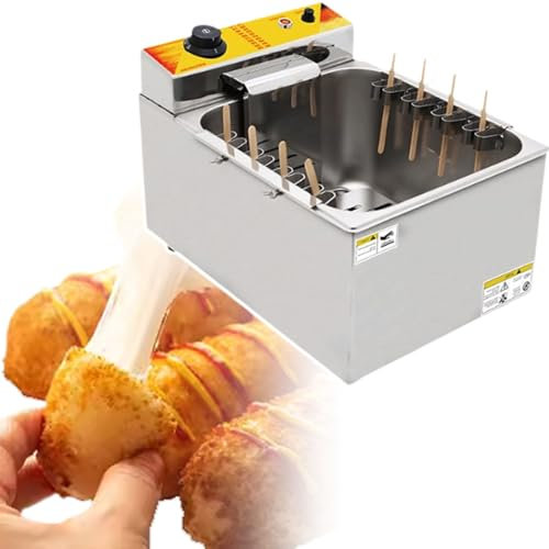Friggitrice Commerciale, Macchina Per Corn Dog In Acciaio Inox Di Grande Capacità, 8 Pezzi Di Supporti Per Bastoncini Di Salsiccia Macchina Per Hot Dog Al Formaggio, Per Torte, Ciambelle