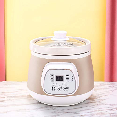 Pentola elettrica Cottura lenta, pentola stufato con Rivestimento in Ceramica 1,5 l, pentola elettrica Intelligente Uso Domestico con Funzione prenotazione 6 impostazioni Cottura 2-3 Persone