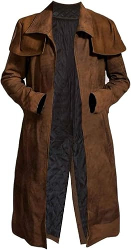 HiFacon Mens A7 NCR Veteran Ranger Armor Cosplay Halloween Costume Duster Trench Leather Coat
