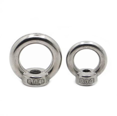 LIUCH M3 M4 M5 M6 M8 M10 M12 DIN582 Ringmutter Edelstahl Marine Ringmutter Ringmutter Schlaufenloch for Heben von Kabelseilen(M3 1pc)