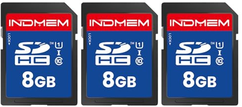 Tarjeta SD de 8 GB (Paquete de 3), Tarjetas de Memoria C10 SDHC UHS-I U1 Clase 10 de Alta Velocidad Full 4K HD Video Compatible con cámaras Digitales de apuntar y Disparar, videocámaras HD, DSLR y PC