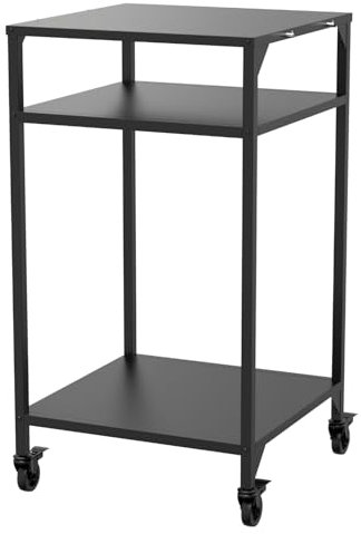 cozze® | Tavolo da esterno alto H110 cm aperto nero | Altezza ideale per forno pizza | Ripiano fisso inferiore | 4 ruote Ø75 mm | 4 ganci inclusi | Acciaio verniciato a polvere | Portata max 50 kg