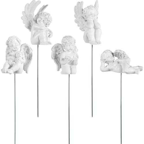HANABASS Lot de 5 décorations en résine Jupiter Figure Sculpture Petit Ange Piquet Décoration de jardin pour la décoration