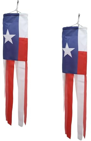 WindSock Flag 2 Pack,Stripes Wind Socks For Yard And Garden Flag,Front Porch Hanging Waterproof Suitable For Every Season,40Inch. (Texas-025)