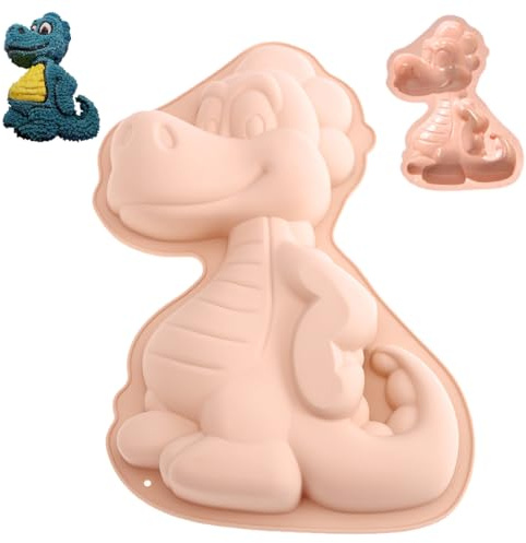 Kuchenform Dinosaurier 3D Silikon - Rosa Dino Backform für unvergessliche Kindergeburtstage | Detailreiche Dinosaurier-Kuchenform aus Lebensmittelechtem Silikon, Antihaft & Leicht zu Reinigen