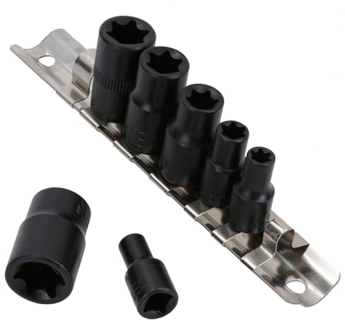 Lot de 7 douilles à choc E6 - E16 - E16 - Douille à choc femelle - 6,35 mm + 3/8