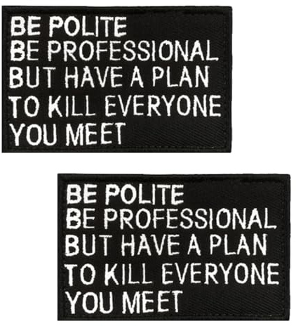 2 parches tácticos bordados Be Polite Be Professional, con gancho y bucle, parches para bolsa, chaleco, sombrero, mochila, motociclista, ropa, brazaletes, uniformes, chaquetas, jeans, bolsas
