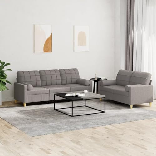 Snsowed 2-TLG. Sofagarnitur mit Kissen Taupe Stoff, Sofa Mit Relaxfunktion, Couchgarnitur, Wohnzimmer Sofa, Couch, Sofa Set 3201329