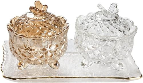 Sucrier en verre cristal avec couvercle, décoration de table, bijoux, bonbons, cadeau de Noël, mariage, Saint-Valentin
