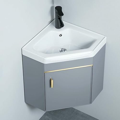 Lavandino da bagno ad angolo, mobile da bagno triangolare, lavandino in ceramica per montaggio a parete, armadietto da bagno, lavabo ad angolo lavabo B lavandini per la casa (38 cm / 14,9 po