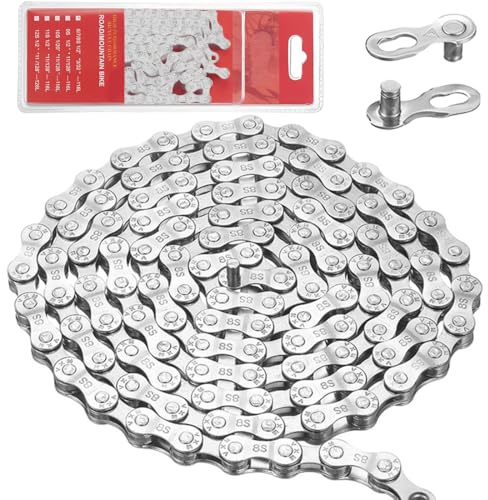 Cadena De Bicicleta De 6/7/8 Velocidades, 1/2'“ X 11/128”', Equipada Con Herramientas Para Desmontaje Rápido, Acero Especial, Plateada, Cadena De Bicicleta Duradera