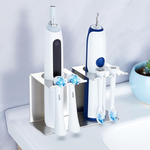 YYBO Aufsteckbürsten Halter, Zahnbürstenhalter Elektrische Zahnbürsten Halter Wand oder Stehend, Zahnburstenhalterung Ohne Bohren, Bad Zahnbürstenköpfe Halterung für Zahnpasta Aufbewahrung (Silber)