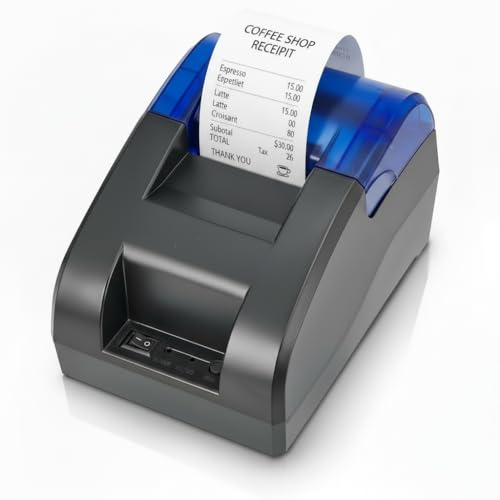 Stampante Termiche Da 58 mm, Stampante Termiche Per Ricevute Stampante Mobile Bluetooth USB, Stampante Pos Portatili Wireless Per Fatture E Bolletti, kompatibel mit Android E Windows, Blau