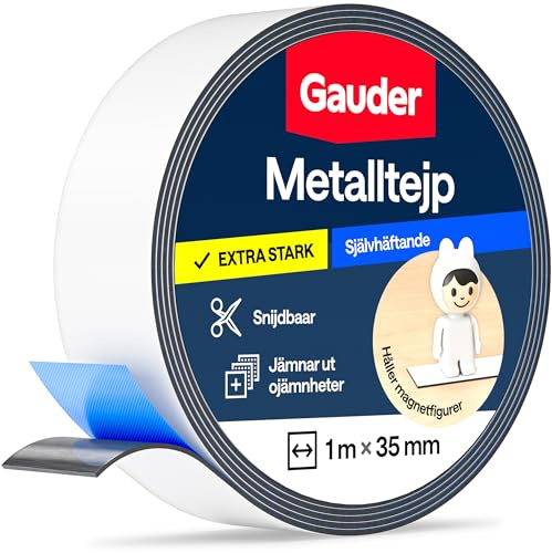 GAUDER Bande métallique autocollante pour aimants (1 m x 35 mm - blanc)