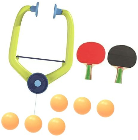 Whoasyst Verstellbares Tischtennis-Trainer-Set für Kinder, zum Aufhängen, mit Paddeln, Bällen, Tischtennis