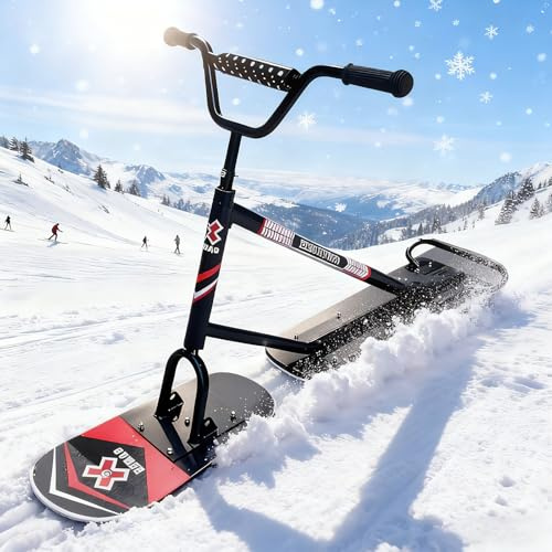 SAIYERUS Lenkbarer Schneescooter,Wendiger Manövrierschlitten,einsteigerfreundlichen Skiern,Aluminiumrahmen & 5-Schichten-Ahornkern für Stabilität Allgelände-Schneemobil für Erwachsene & Jugendliche