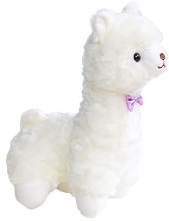 Xiyocadt Alpaka Kuscheltier,25cm Stand Alpaka Plüschtier,Weiches Lama Stofftier Plüschpuppe,Plushies Kissen Spielzeug,Geschenk Für Mädchen Jungen (Weiß)