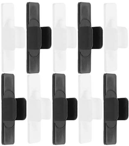 ULTECHNOVO 10pcs Adhesive Pencil Holder Clips for Whiteboard Pens, Plastic Pen Fixing Clamps with Sponge Base, Black and White, School Stationery Desk Organizer Accessories