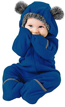 Cuddle Club Surpyjama en Polaire Bébé - du Nourrisson à 4 ans - Pyjama Fille et Garçon et Couverture Bébé ou Nid d’Ange en un ! - BearDarkBlue3-6m