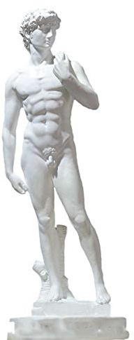 HJGHY David Statue Michelangelos David Figur Skulptur Harz Klassische Heldenskulptur für Wohnkultur Skizzieren Ornaments,Weiß,8x8x24cm(3x3x9inch)