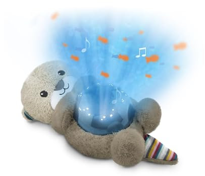Zazu - Otto The Otter LED Night Light Projector - Ocean Theme with Moving Fishes, Waves and Soothing Melodies, Battery-Operated Portable Baby Soother, 3 Steps Sleep Program, 5 Sounds, Cry Sensor