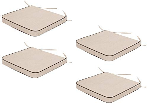 HOBBYGARDEN 4er Set Stuhlkissen/Sitzkissen 48x45 cm Sitzauflagen Polsterauflagen Outdoor/Indoor Außen/Innen Garten Freizeit Sommer - Beige