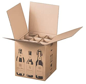 5x Flaschenversandkarton für neun Bierflaschen mit Einlage - flexibler und bruchsicherer Karton für Bier - 9er Bierkarton 5 Stück