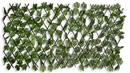 HERSIG - Celosia Extensible - Celosias para Terraza Exterior con Hojas Oscuras Decorativas (90x180cm) - Celosia Terraza - Decoracion Jardin Exterior - Celosias Decorativas Resistentes