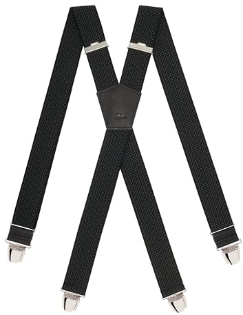 Pierrot Bretelle Uomo Larghe Premium - Regolabili Fino A 130cm - Elastico Rinforzato e Finiture in Pelle - Garantite A Vita - Clip molto forti - Bretelle Uomo Eleganti