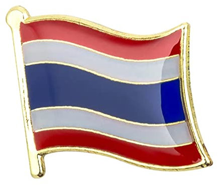 Thailand National Flag Metal Enamel Lapel Pin Badge – 1.9 x 1.6 cm Red White Blue Horizontal Stripes – Hard Enamel Finish with Secure Clasp for National Pride