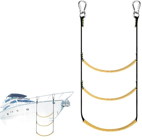 Baoblaze Tragbare 3-Stufen-Strickleitern für Boote, Bootsleiter Marine-Strickleiter, Badeleiter Bootsleiter Klappbar Boots-Strickleiter für Schlauchboote, Kajaks, Motorboote, Fluoreszierend