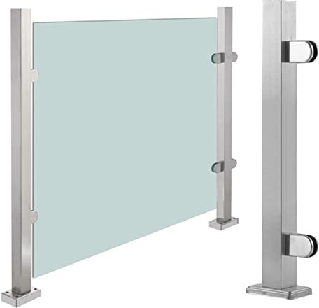 Kunovo Zaunsäulen Glasgeländer Hochleistungsgeländerzaunpfostenhandlauf, Bodenstehendes Terrassen-Sicherheitsglas-Geländersystem - 85/95/105 cm Höhe, Passend für 8 mm-12 mm Glas