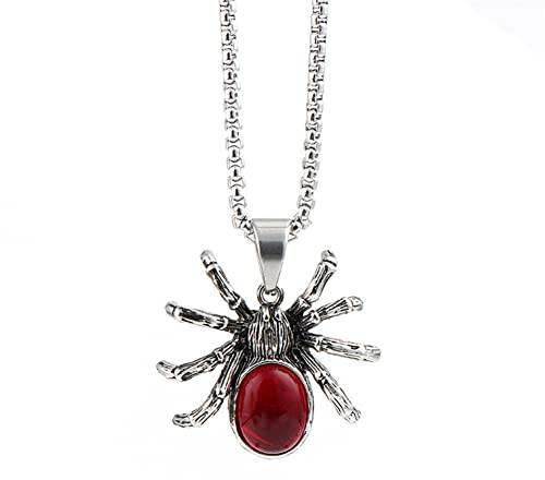 VNEWSCHI Red Spider Pendant Necklace Gothic Red Crystal Cute Spider Pendant Necklace Punk Rock Retro Insect Animal Choker for Men, Women, Unisex, Gift, Fashion, Self-expression