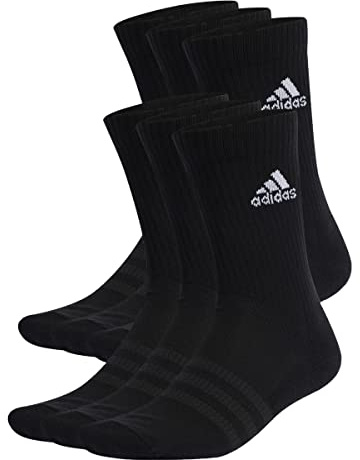 adidas Unisex Cushioned Sportswear Crew Socks 6 Pairs, Black / White, 43-45