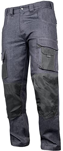 ACE Genesis Jeans Herren-Arbeits-Hose lang - Männer-Cargo-Hosen aus 98% Baumwolle - Stretch-Bund & Knie-Taschen