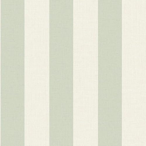 Grandeco Wide Textured Stripe Wallpaper, Green Cream