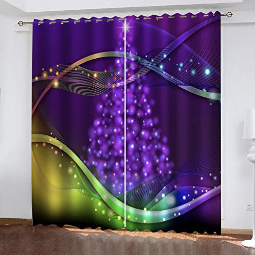 Blickdichte Vorhänge Mit Motiv 3D Abstrakter Lila Weihnachtsbaum Kinder Gardinen Blickdicht Ösen Gardine Thermo 264x214 Cm Schlafzimmer Kinderzimmer Vorhänge Dekoratives Muster, Verdunklungsvorhänge