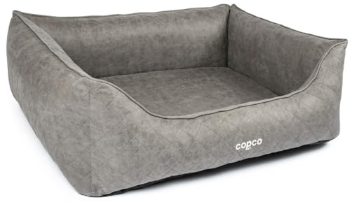 CopcoPet Hundebett Hugo Orthopädisch Velourlederoptik Grau XL 110 x 90 cm – Visco-Hundematratze mit abziehbarem Bezug – rutschfest & pflegeleicht – Für große Hunde, gelenkschonend & formstabil