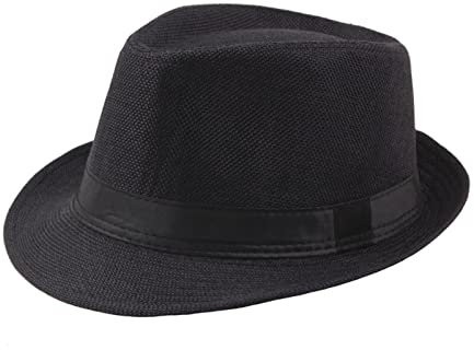URTERYSER Fedora-Hut, kurze Krempe, Fedora-Hut, einfarbig, Strand, Sommer, Sonnenhut, Ganster-Accessoire