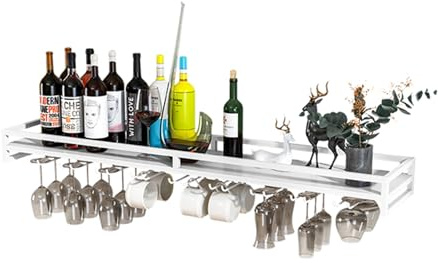 Portabottiglie da Parete per Bottiglie di Vino,Porta Bottiglie Vino,Espositore per Vino In Ferro,Porta Calici per Bicchieri da Vino,Espositore Creativo per Vino da Parete,Accessori per Vino per la Cas
